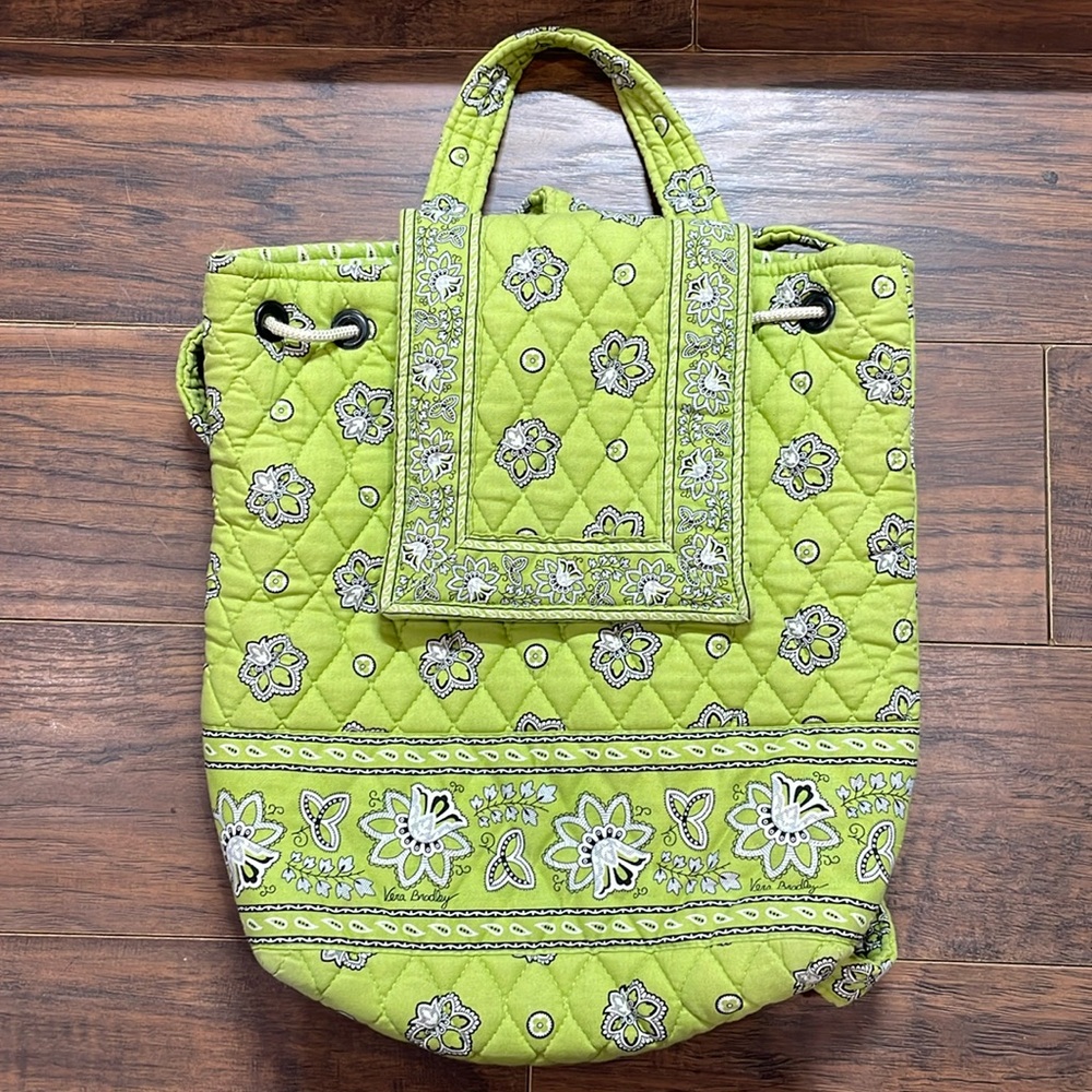 EUC Vintage Vera Bradley Mimi Backpack, Lime Bandana